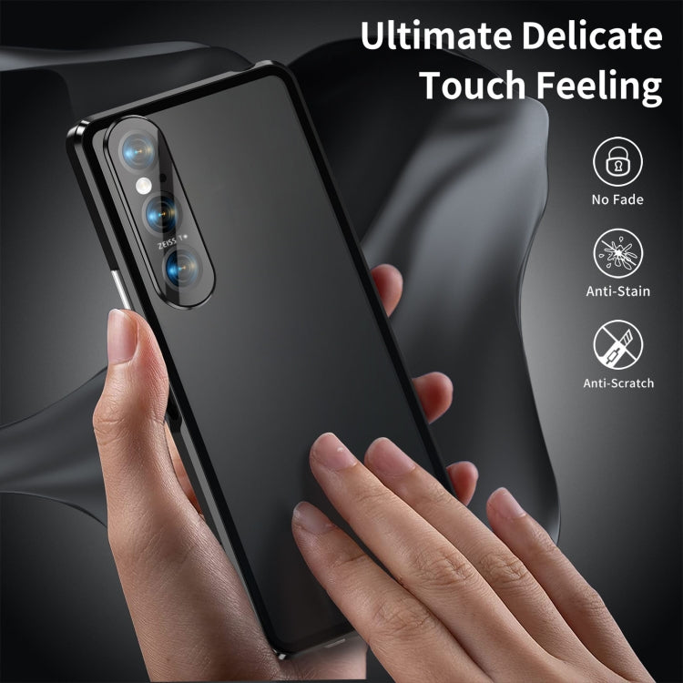 For Sony Xperia 1 V HD Magnetic Metal Tempered Glass Phone Case(Black) - Sony Cases by PMC TechLife | Online Shopping South Africa | PMC TechLife | Buy Now Pay Later Mobicred