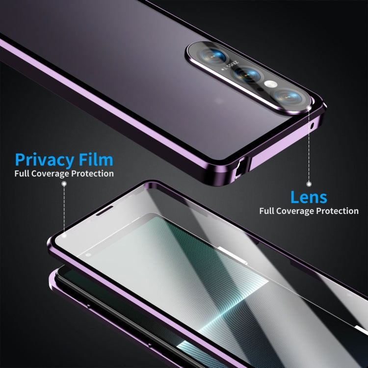 For Sony Xperia 1 V HD Magnetic Metal Tempered Glass Phone Case(Purple) - Sony Cases by PMC TechLife | Online Shopping South Africa | PMC TechLife | Buy Now Pay Later Mobicred