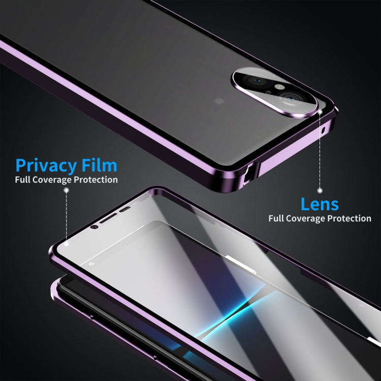 For Sony Xperia 5 V HD Magnetic Metal Tempered Glass Phone Case(Purple) - Sony Cases by PMC TechLife | Online Shopping South Africa | PMC TechLife | Buy Now Pay Later Mobicred