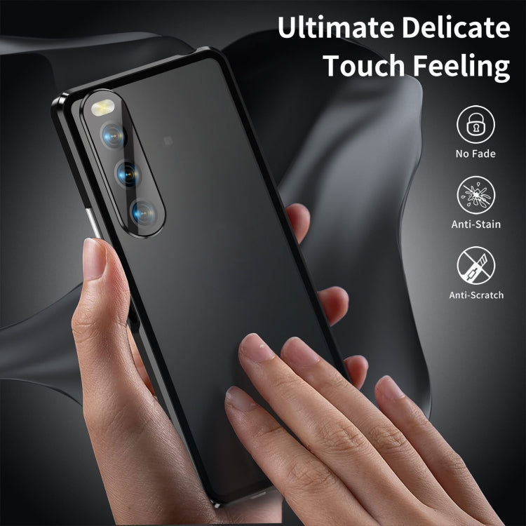 For Sony Xperia 10 V HD Magnetic Metal Tempered Glass Phone Case(Black) - Sony Cases by PMC TechLife | Online Shopping South Africa | PMC TechLife | Buy Now Pay Later Mobicred