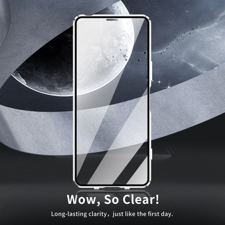 For Sony Xperia 10 V HD Magnetic Metal Tempered Glass Phone Case(Silver) - Sony Cases by PMC TechLife | Online Shopping South Africa | PMC TechLife | Buy Now Pay Later Mobicred
