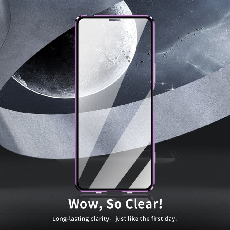 For Sony Xperia 10 V HD Magnetic Metal Tempered Glass Phone Case(Purple) - Sony Cases by PMC TechLife | Online Shopping South Africa | PMC TechLife | Buy Now Pay Later Mobicred