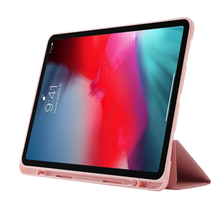 For iPad Pro 11 2024 Skin Feel Tri-fold Leather Tablet Case with Pen Slot(Pink) - iPad Pro 11 2024 Cases by PMC Jewellery | Online Shopping South Africa | PMC Jewellery | Buy Now Pay Later Mobicred