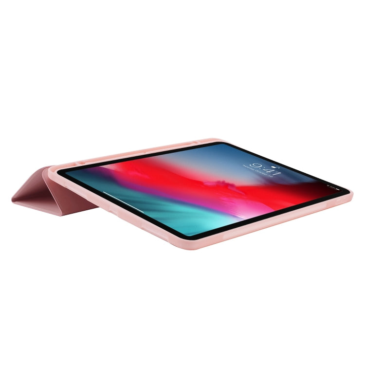 For iPad Pro 11 2024 Skin Feel Tri-fold Leather Tablet Case with Pen Slot(Pink) - iPad Pro 11 2024 Cases by PMC TechLife | Online Shopping South Africa | PMC TechLife | Buy Now Pay Later Mobicred