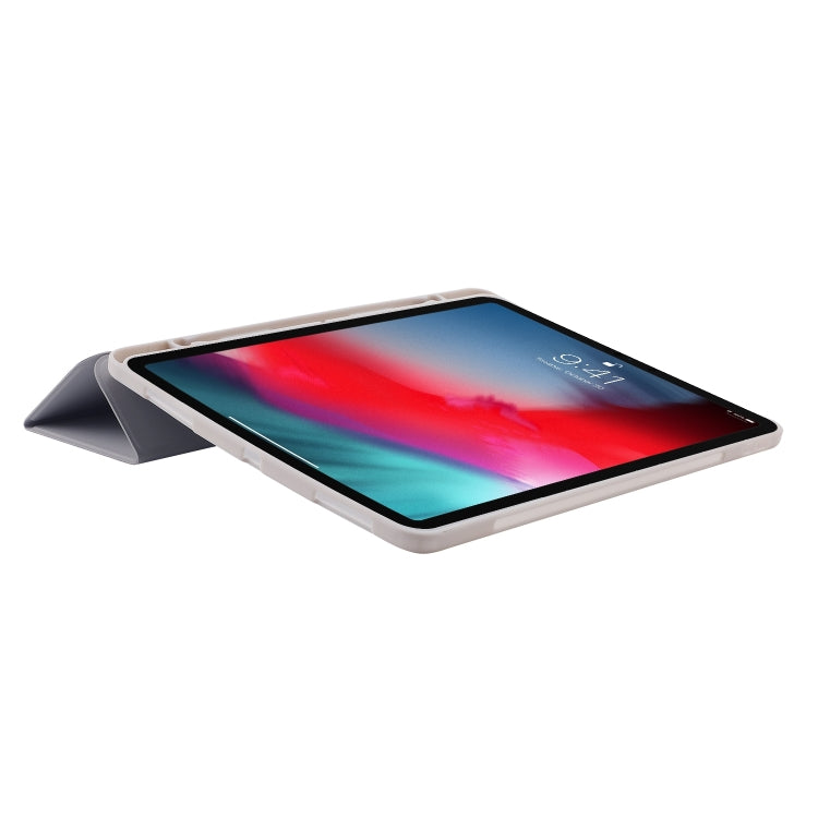 For iPad Pro 13 2024 Skin Feel Tri-fold Leather Tablet Case with Pen Slot(Grey) - iPad Pro 13 2024 Cases by PMC TechLife | Online Shopping South Africa | PMC TechLife | Buy Now Pay Later Mobicred