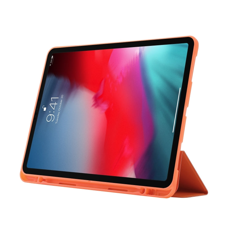 For iPad Pro 13 2024 Skin Feel Tri-fold Leather Tablet Case with Pen Slot(Orange) - iPad Pro 13 2024 Cases by PMC Jewellery | Online Shopping South Africa | PMC Jewellery | Buy Now Pay Later Mobicred