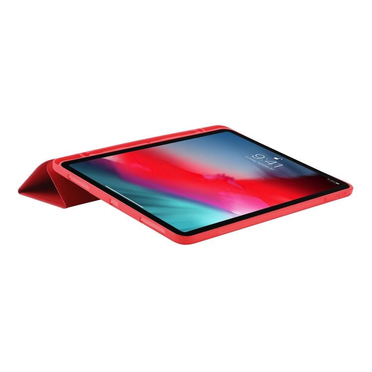 For iPad Air 13 2024 Skin Feel Tri-fold Leather Tablet Case with Pen Slot(Red) - iPad Air 13 2024 Cases by PMC Jewellery | Online Shopping South Africa | PMC Jewellery | Buy Now Pay Later Mobicred