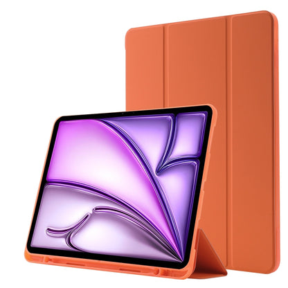 For iPad Air 13 2024 Skin Feel Tri-fold Leather Tablet Case with Pen Slot(Orange) - iPad Air 13 2024 Cases by PMC Jewellery | Online Shopping South Africa | PMC Jewellery | Buy Now Pay Later Mobicred