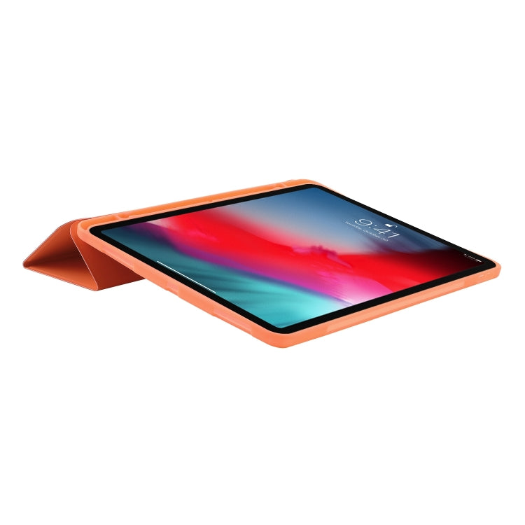 For iPad Air 13 2024 Skin Feel Tri-fold Leather Tablet Case with Pen Slot(Orange) - iPad Air 13 2024 Cases by PMC Jewellery | Online Shopping South Africa | PMC Jewellery | Buy Now Pay Later Mobicred