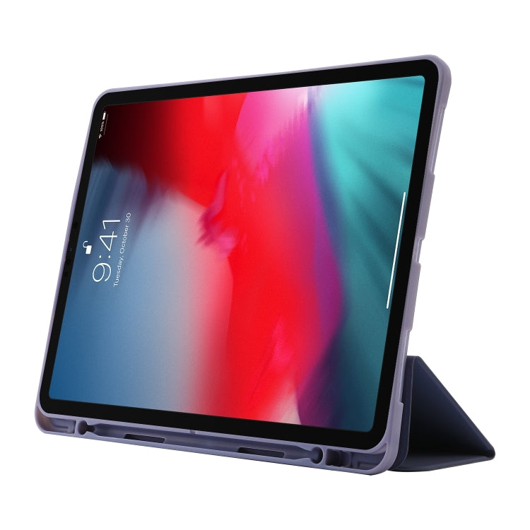 For iPad Air 13 2024 Skin Feel Tri-fold Leather Tablet Case with Pen Slot(Lavender) - iPad Air 13 2024 Cases by PMC TechLife | Online Shopping South Africa | PMC TechLife | Buy Now Pay Later Mobicred