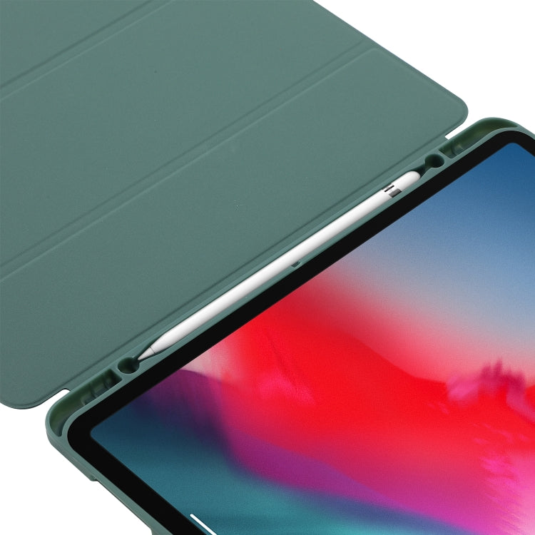 For iPad Pro 13 2024 Skin Feel Tri-fold Leather Tablet Case with Pen Slot(Dark Green) - iPad Pro 13 2024 Cases by PMC TechLife | Online Shopping South Africa | PMC TechLife | Buy Now Pay Later Mobicred