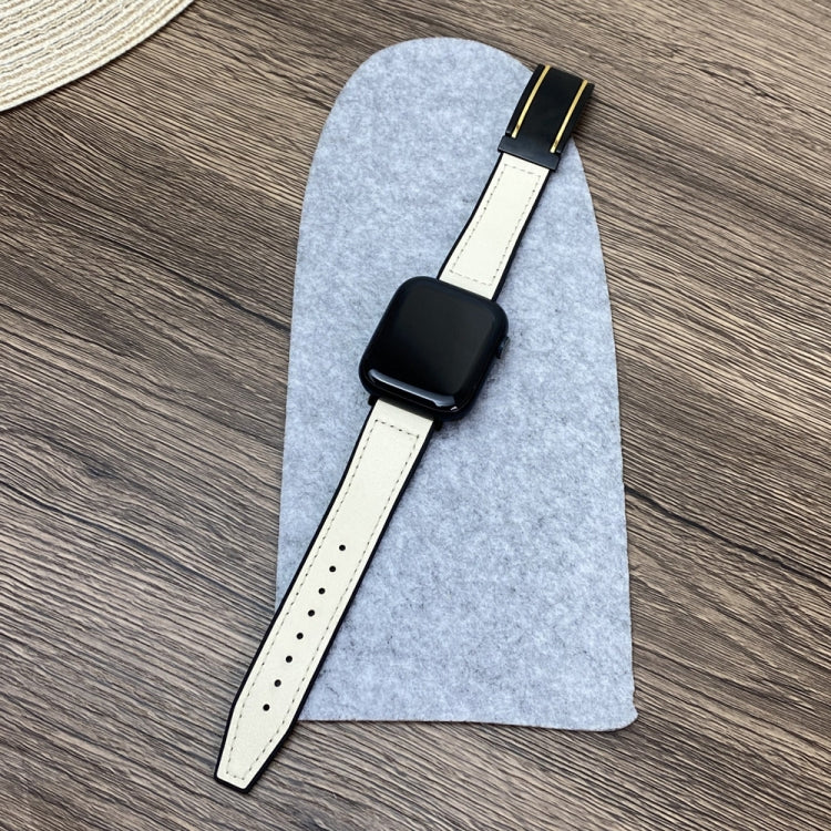 For Apple Watch Ultra 49mm Trapezoid Fold Magnetic Buckle Silicone PU Watch Band(Beige Gold) - free shipping - PMC TechLife - Order now!
