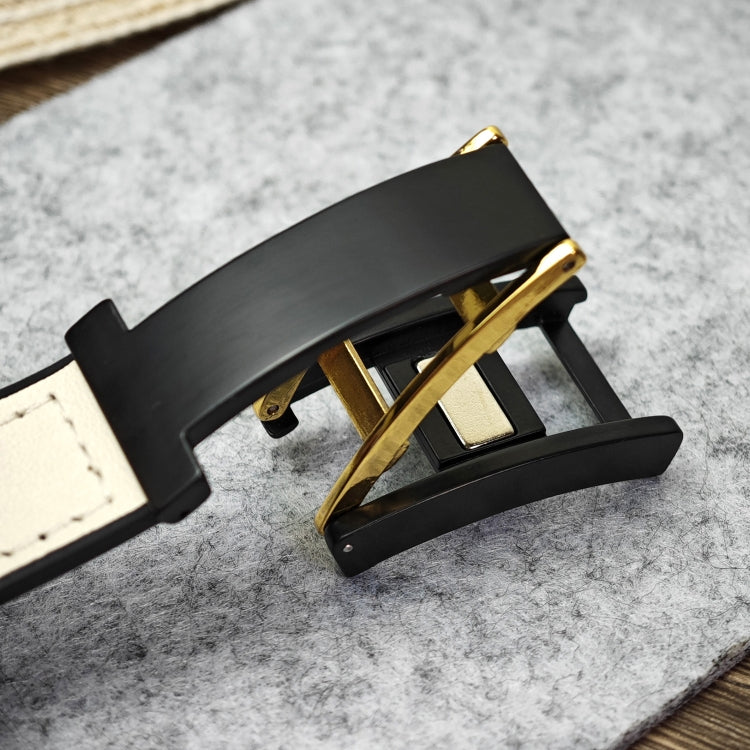 For Apple Watch Series 4 44mm Trapezoid Fold Magnetic Buckle Silicone PU Watch Band(Beige Gold) - free shipping - PMC TechLife - Order now!