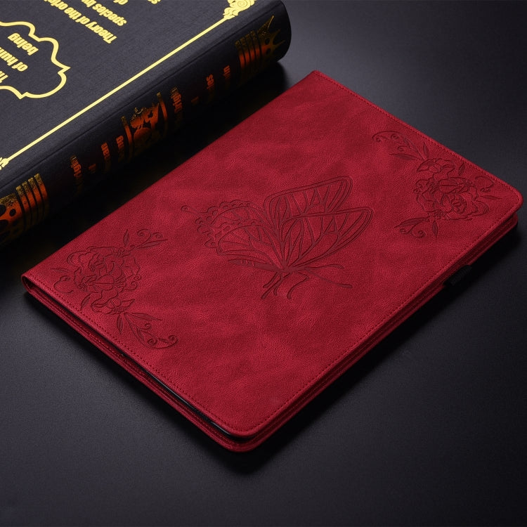 For iPad Air 11 2024 Butterfly Flower Embossed Leather Tablet Case(Red) - iPad Air 11 2024 Cases by PMC Jewellery | Online Shopping South Africa | PMC Jewellery | Buy Now Pay Later Mobicred