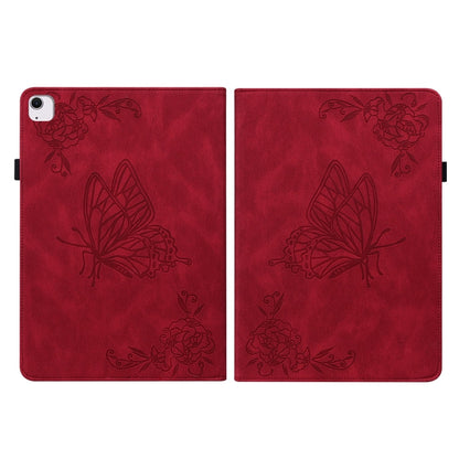 For iPad Air 11 2024 Butterfly Flower Embossed Leather Tablet Case(Red) - iPad Air 11 2024 Cases by PMC Jewellery | Online Shopping South Africa | PMC Jewellery | Buy Now Pay Later Mobicred