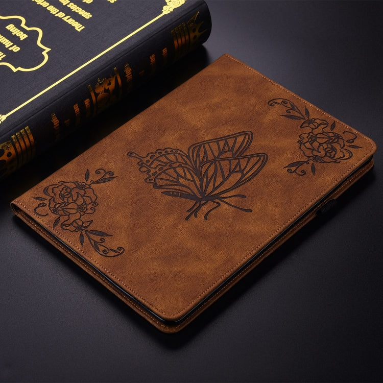 For iPad Pro 11 2024 Butterfly Flower Embossed Leather Tablet Case(Brown) - iPad Pro 11 2024 Cases by PMC Jewellery | Online Shopping South Africa | PMC Jewellery | Buy Now Pay Later Mobicred