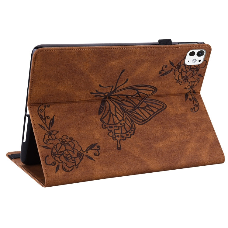 For iPad Pro 11 2024 Butterfly Flower Embossed Leather Tablet Case(Brown) - iPad Pro 11 2024 Cases by PMC Jewellery | Online Shopping South Africa | PMC Jewellery | Buy Now Pay Later Mobicred
