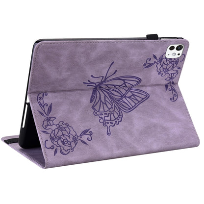For iPad Pro 11 2024 Butterfly Flower Embossed Leather Tablet Case(Purple) - iPad Pro 11 2024 Cases by PMC Jewellery | Online Shopping South Africa | PMC Jewellery | Buy Now Pay Later Mobicred