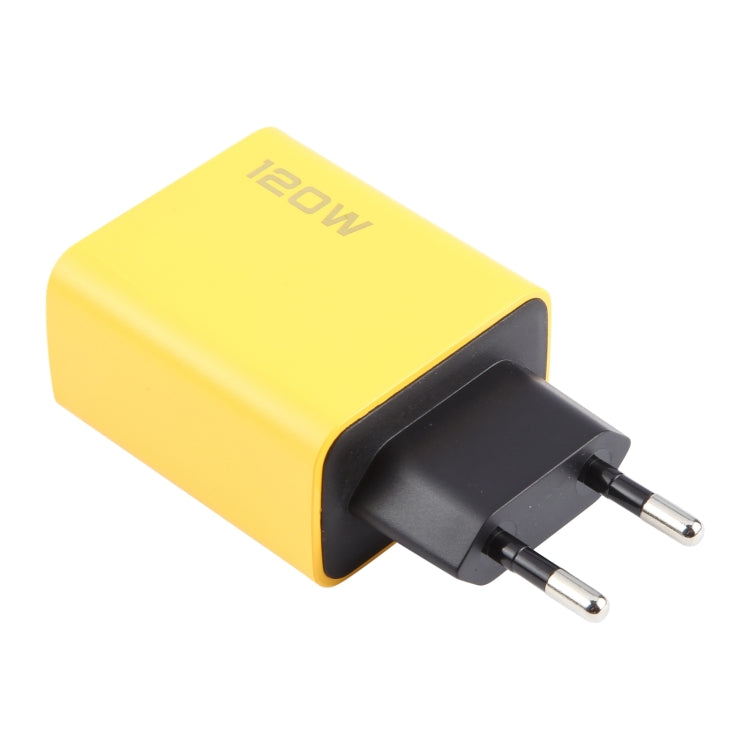 KO-71 120W Dual PD Type-C + Dual QC3.0 USB Multi Ports Charger, Plug:EU Plug(Yellow) - USB Charger by PMC Jewellery | Online Shopping South Africa | PMC Jewellery | Buy Now Pay Later Mobicred