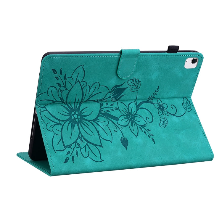 For iPad Air 11 2024 Lily Embossed Leather Smart Tablet Case(Green) - iPad Air 11 2024 Cases by PMC Jewellery | Online Shopping South Africa | PMC Jewellery | Buy Now Pay Later Mobicred