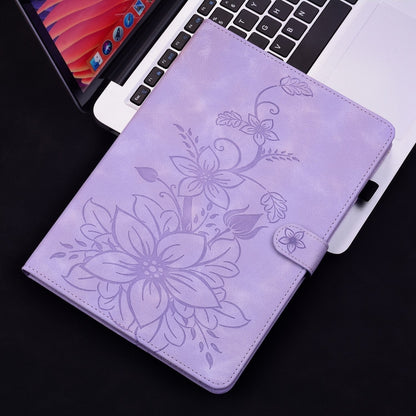 For iPad Air 11 2024 Lily Embossed Leather Smart Tablet Case(Purple) - iPad Air 11 2024 Cases by PMC Jewellery | Online Shopping South Africa | PMC Jewellery | Buy Now Pay Later Mobicred