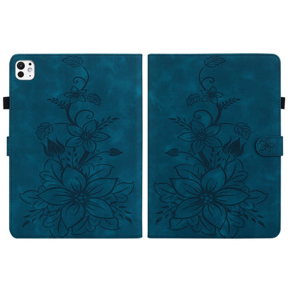 For iPad Pro 11 2024 Lily Embossed Leather Smart Tablet Case(Dark Blue) - iPad Pro 11 2024 Cases by PMC Jewellery | Online Shopping South Africa | PMC Jewellery | Buy Now Pay Later Mobicred