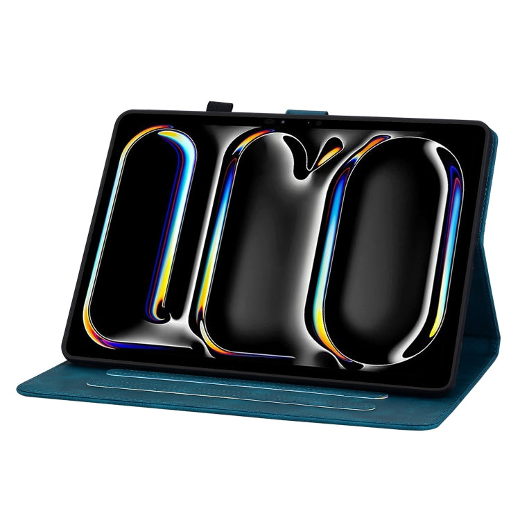 For iPad Pro 11 2024 Lily Embossed Leather Smart Tablet Case(Dark Blue) - iPad Pro 11 2024 Cases by PMC TechLife | Online Shopping South Africa | PMC TechLife | Buy Now Pay Later Mobicred