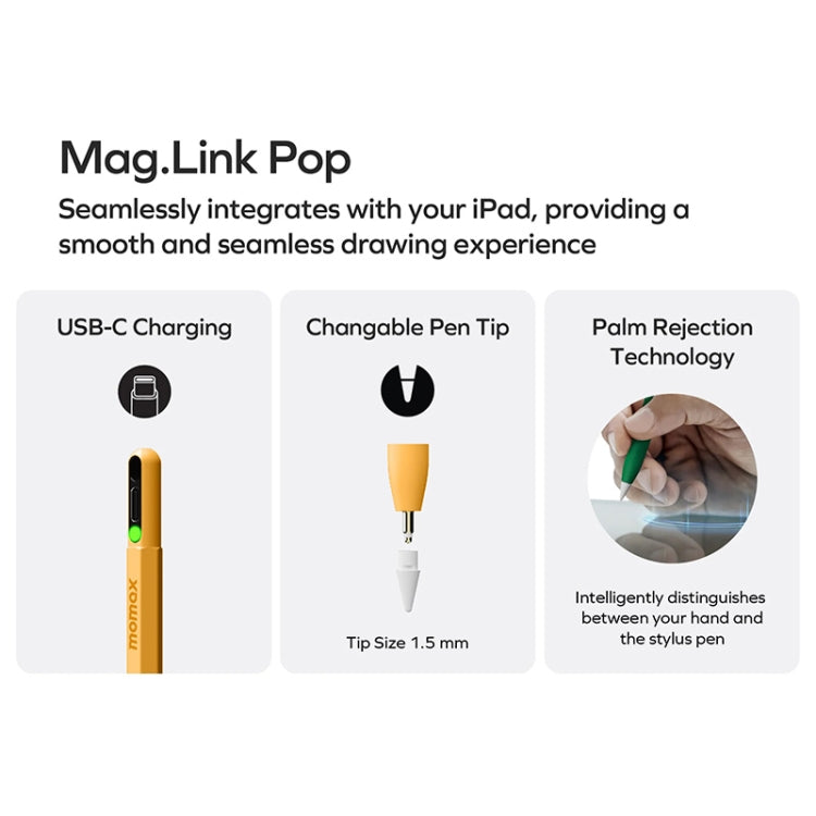 MOMAX TP10 Mag Link Pop Rainbow Touch Pen Capacitive Pen(Green) - Stylus Pen by MOMAX | Online Shopping South Africa | PMC Jewellery | Buy Now Pay Later Mobicred