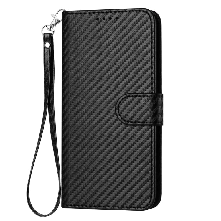 For iPhone SE 2024 YX0070 Carbon Fiber Buckle Leather Phone Case with Lanyard(Black) - More iPhone Cases by PMC Jewellery | Online Shopping South Africa | PMC Jewellery | Buy Now Pay Later Mobicred