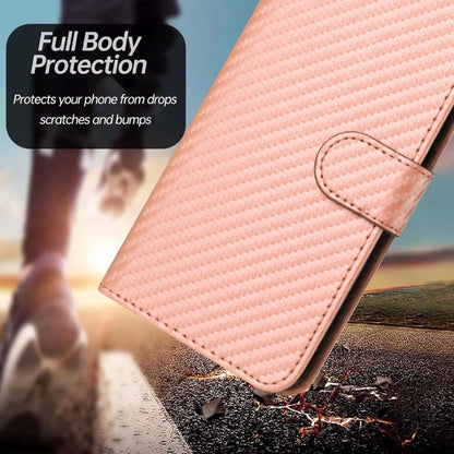 For iPhone 16 Pro YX0070 Carbon Fiber Buckle Leather Phone Case with Lanyard(Pink) - iPhone 16 Pro Cases by PMC Jewellery | Online Shopping South Africa | PMC Jewellery | Buy Now Pay Later Mobicred