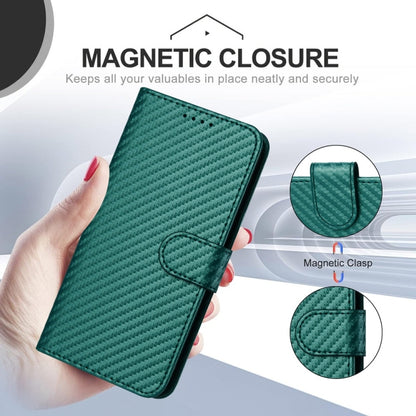 For iPhone 16 Plus YX0070 Carbon Fiber Buckle Leather Phone Case with Lanyard(Dark Green) - iPhone 16 Plus Cases by PMC Jewellery | Online Shopping South Africa | PMC Jewellery | Buy Now Pay Later Mobicred