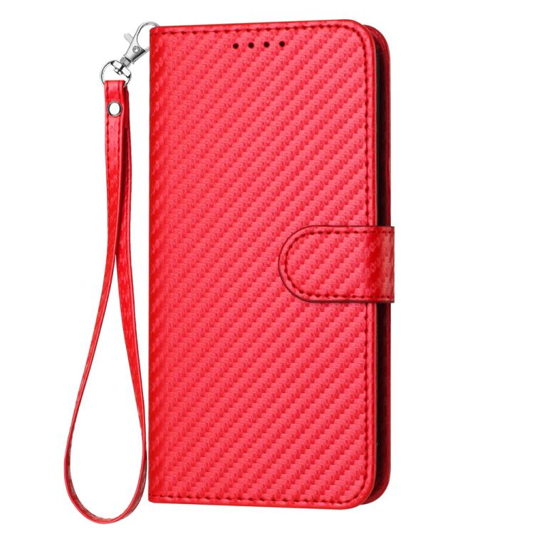 For iPhone 17 Air YX0070 Carbon Fiber Buckle Leather Phone Case with Lanyard(Red) - free shipping - PMc TechLife - Order now!