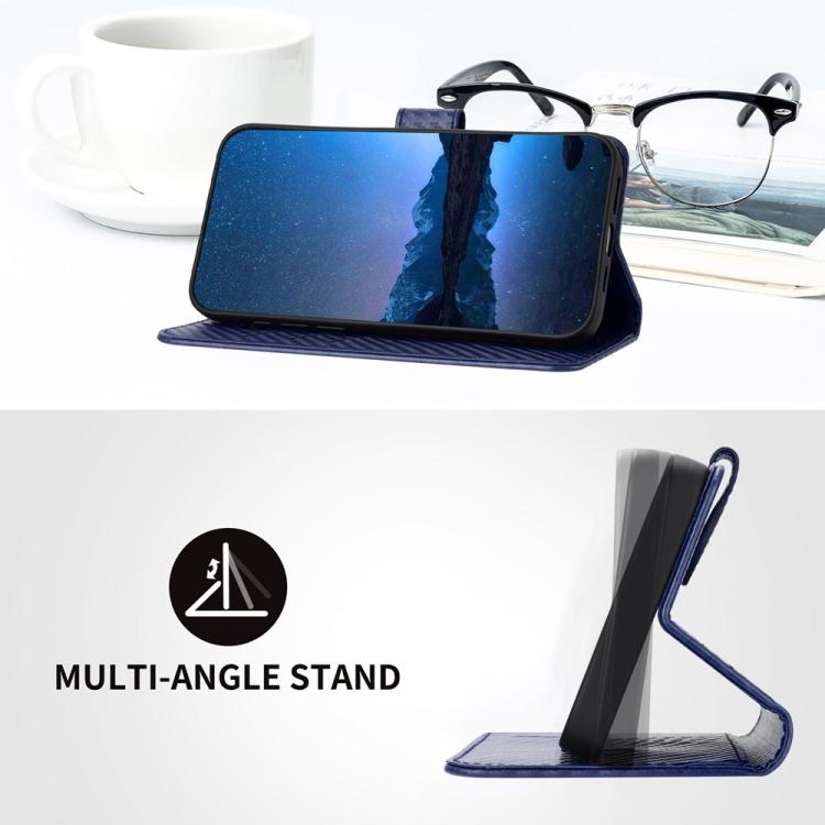 For iPhone 17 YX0070 Carbon Fiber Buckle Leather Phone Case with Lanyard(Royal Blue) - free shipping - PMc TechLife - Order now!