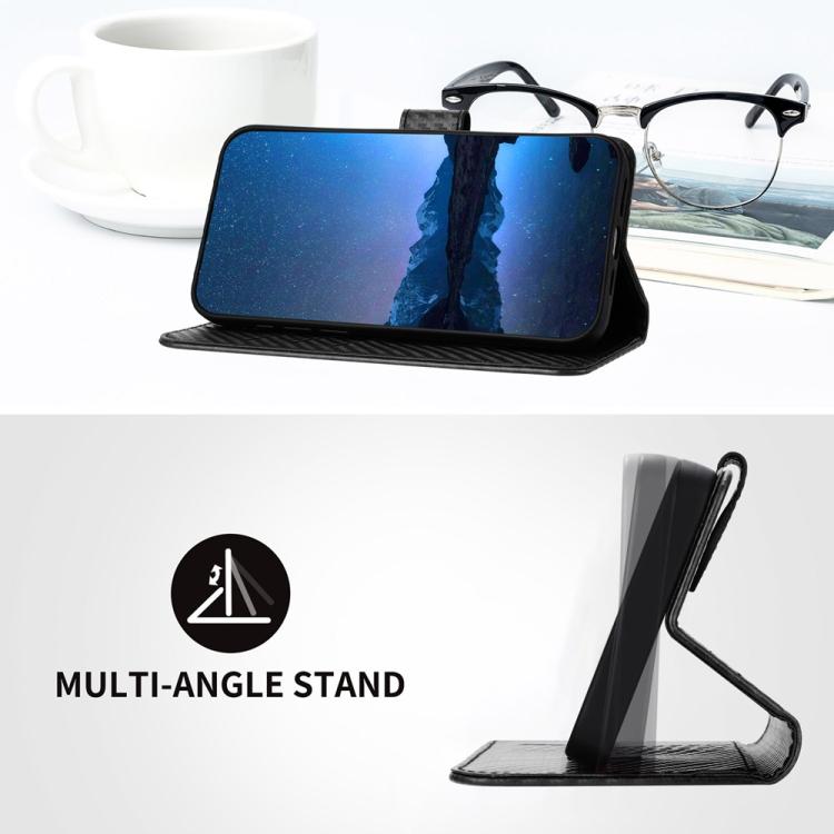 For iPhone 17 YX0070 Carbon Fiber Buckle Leather Phone Case with Lanyard(Black) - free shipping - PMc TechLife - Order now!
