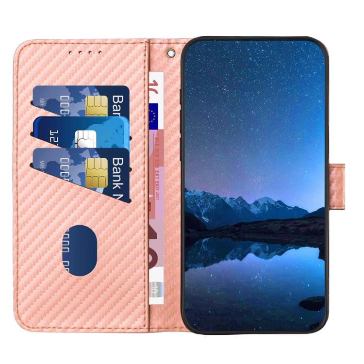 For iPhone 17 YX0070 Carbon Fiber Buckle Leather Phone Case with Lanyard(Pink) - free shipping - PMc TechLife - Order now!