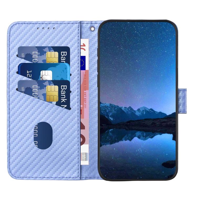 For iPhone 17 Pro Max YX0070 Carbon Fiber Buckle Leather Phone Case with Lanyard(Light Purple) - free shipping - PMc TechLife - Order now!