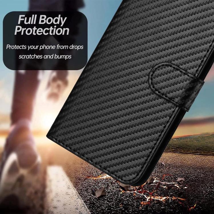 For iPhone 17 Pro YX0070 Carbon Fiber Buckle Leather Phone Case with Lanyard(Black) - free shipping - PMc TechLife - Order now!