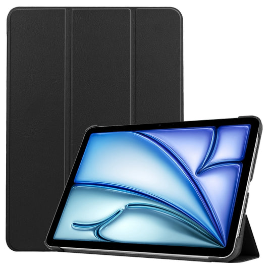 For iPad Air 13 2024 Custer Pure Color 3-Fold Holder Smart Leather Tablet Case(Black) - iPad Air 13 2024 Cases by PMC Jewellery | Online Shopping South Africa | PMC Jewellery | Buy Now Pay Later Mobicred