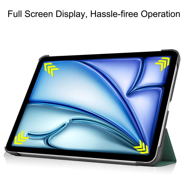 For iPad Air 13 2024 / 2025 Custer Pure Color 3-Fold Holder Smart Leather Tablet Case(Dark Green) - iPad Air 13 2025 / 2024 Cases by PMC TechLife | Online Shopping South Africa | PMC TechLife | Buy Now Pay Later Mobicred
