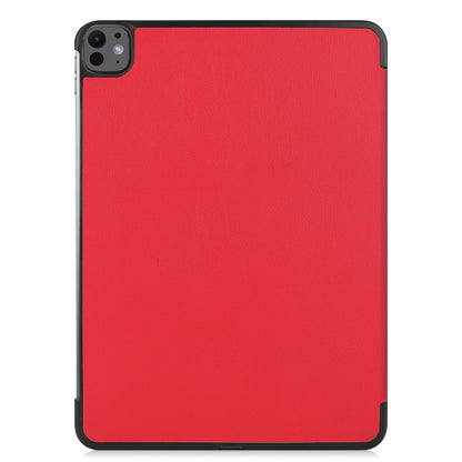 For iPad Pro 13 2024 Custer Pure Color 3-Fold Holder Smart Leather Tablet Case(Red) - iPad Pro 13 2024 Cases by PMC Jewellery | Online Shopping South Africa | PMC Jewellery | Buy Now Pay Later Mobicred