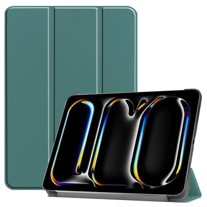 For iPad Pro 13 2024 Custer Pure Color 3-Fold Holder Smart Leather Tablet Case(Dark Green) - iPad Pro 13 2024 Cases by PMC Jewellery | Online Shopping South Africa | PMC Jewellery | Buy Now Pay Later Mobicred