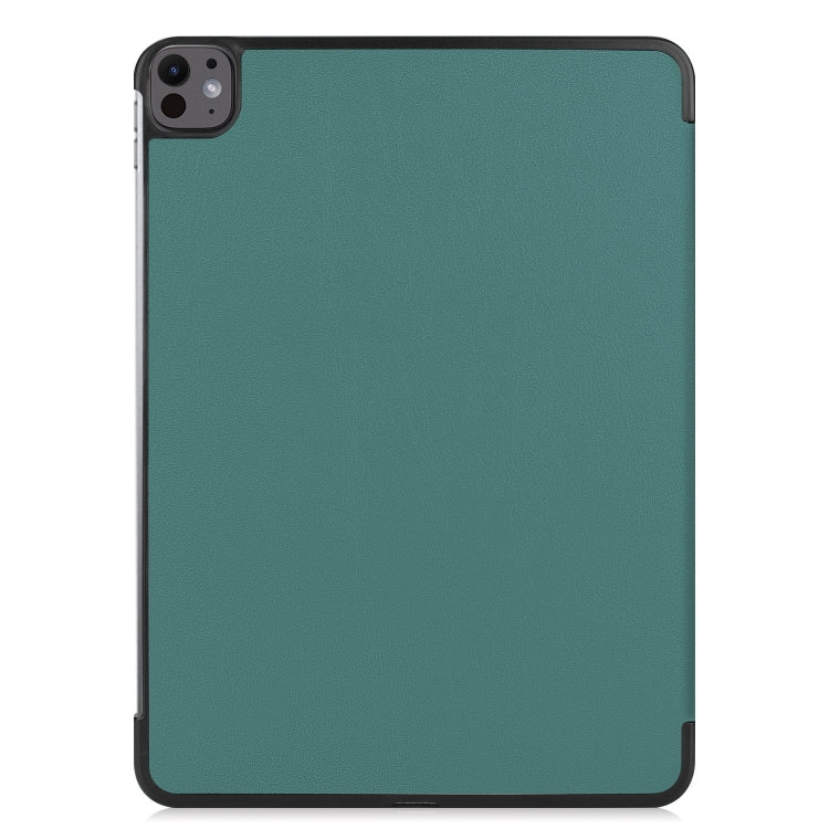 For iPad Pro 13 2024 Custer Pure Color 3-Fold Holder Smart Leather Tablet Case(Dark Green) - iPad Pro 13 2024 Cases by PMC Jewellery | Online Shopping South Africa | PMC Jewellery | Buy Now Pay Later Mobicred