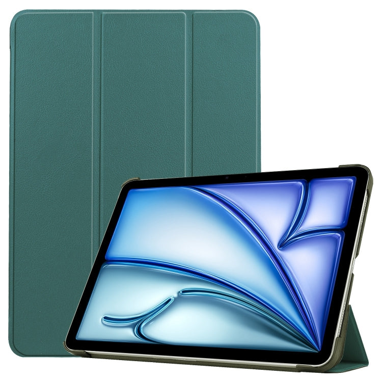 For iPad Air 11 2024 Custer Pure Color 3-Fold Holder Smart Leather Tablet Case(Dark Green) - iPad Air 11 2024 Cases by PMC Jewellery | Online Shopping South Africa | PMC Jewellery | Buy Now Pay Later Mobicred