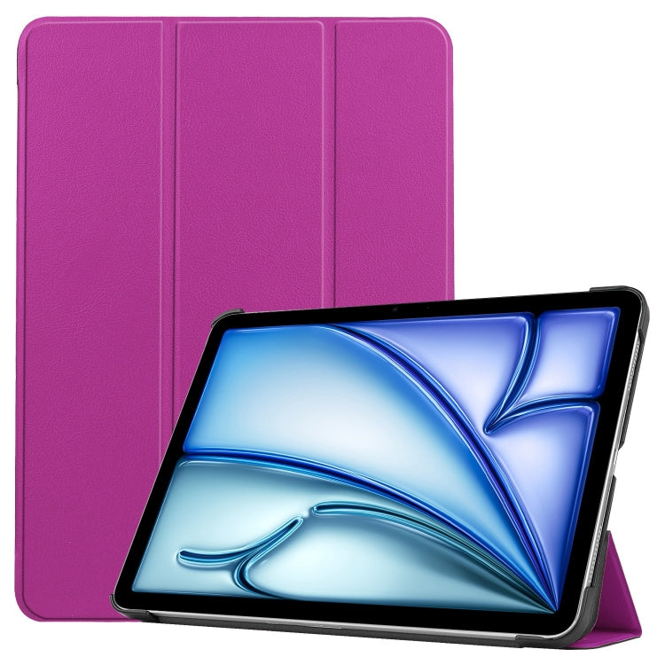 For iPad Air 11 2024 Custer Pure Color 3-Fold Holder Smart Leather Tablet Case(Purple) - iPad Air 11 2024 Cases by PMC Jewellery | Online Shopping South Africa | PMC Jewellery | Buy Now Pay Later Mobicred