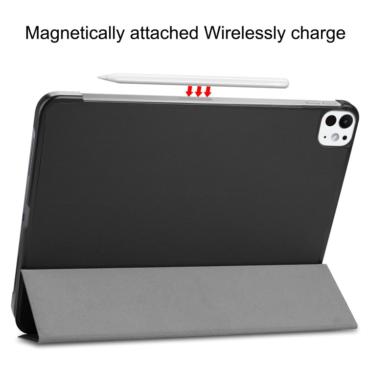For iPad Pro 11 2024 Custer Pure Color 3-Fold Holder Smart Leather Tablet Case(Black) - iPad Pro 11 2024 Cases by PMC TechLife | Online Shopping South Africa | PMC TechLife | Buy Now Pay Later Mobicred