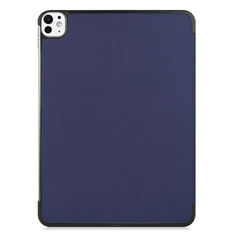 For iPad Pro 11 2024 Custer Pure Color 3-Fold Holder Smart Leather Tablet Case(Blue) - iPad Pro 11 2024 Cases by PMC Jewellery | Online Shopping South Africa | PMC Jewellery | Buy Now Pay Later Mobicred