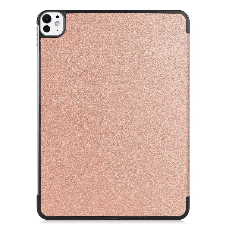 For iPad Pro 11 2024 Custer Pure Color 3-Fold Holder Smart Leather Tablet Case(Rose Gold) - iPad Pro 11 2024 Cases by PMC Jewellery | Online Shopping South Africa | PMC Jewellery | Buy Now Pay Later Mobicred