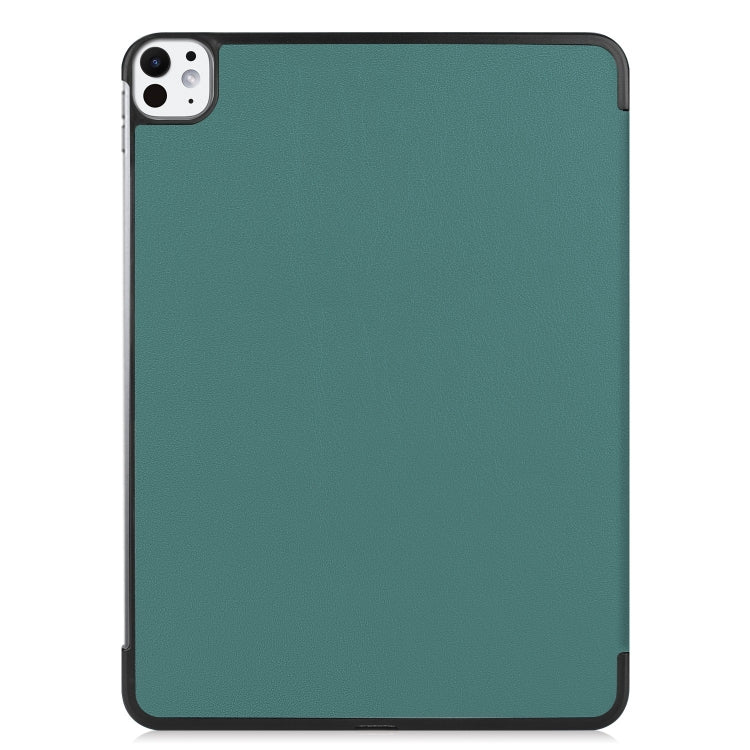 For iPad Pro 11 2024 Custer Pure Color 3-Fold Holder Smart Leather Tablet Case(Dark Green) - iPad Pro 11 2024 Cases by PMC Jewellery | Online Shopping South Africa | PMC Jewellery | Buy Now Pay Later Mobicred