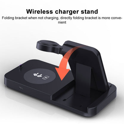 For Apple Series 3 in 1 15W Earphones/Phones/Watch Fold Wireless Charger Stand(White) - Multifunction Charger by PMC Jewellery | Online Shopping South Africa | PMC Jewellery | Buy Now Pay Later Mobicred