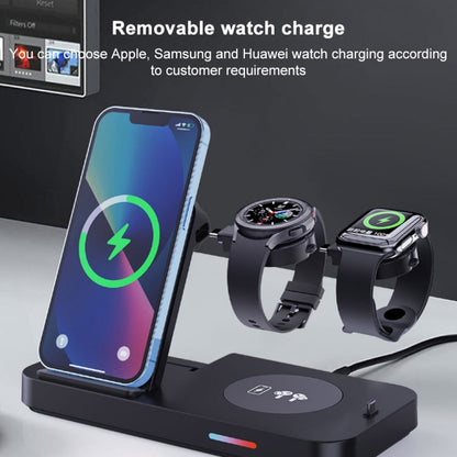 For Samsung Series 3 in 1 15W Earphones/Phones/Watch Fold Wireless Charger Stand(Black) - Multifunction Charger by PMC Jewellery | Online Shopping South Africa | PMC Jewellery | Buy Now Pay Later Mobicred